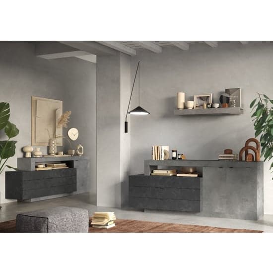 Fiora Sideboard With 1 Door 3 Drawers In Lead And Cement_2