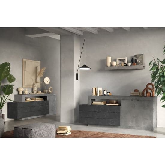 Fiora Sideboard With 2 Doors 3 Drawers In Lead And Cement_2