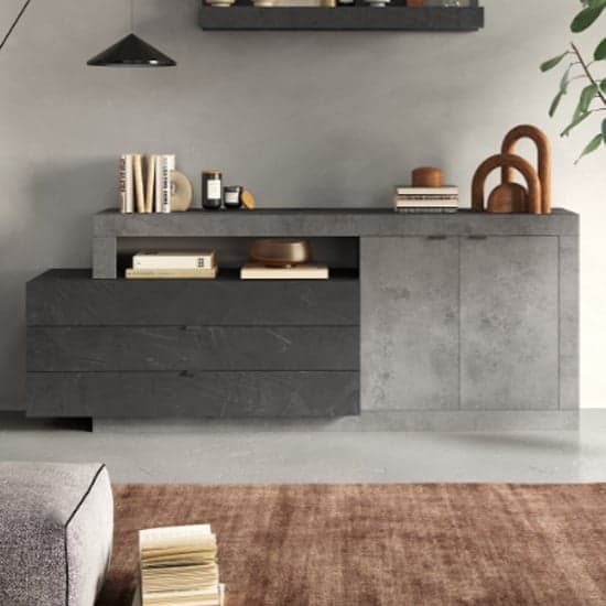Fiora Sideboard With 2 Doors 3 Drawers In Lead And Cement_1