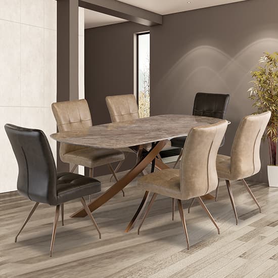 Fiora Sintered Stone Dining Table Rectangular In Brown_3