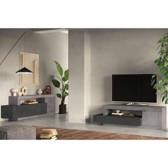 Fiora TV Stand With 1 Door 1 Drawer in Lead And Cement_2