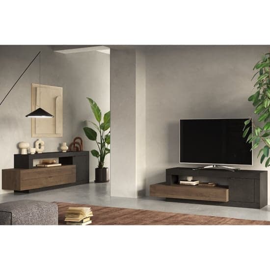 Fiora TV Stand With 1 Door 2 Drawers in Lava And Mercure_2