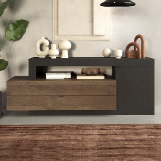 Fiora TV Stand With 1 Door 2 Drawers in Lava And Mercure_1