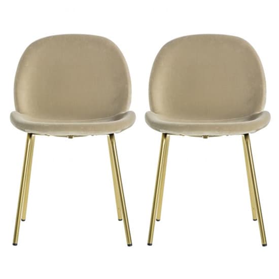 Flanaven Oatmeal Velvet Dining Chairs In A Pair