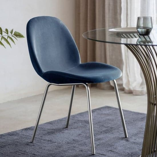 Flanaven Petrol Blue Velvet Dining Chairs In A Pair_2
