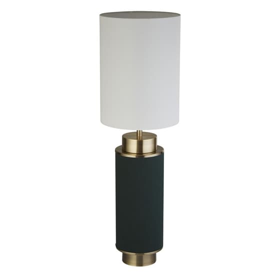 Flask White Shade Table Lamp In Dark Green And Antique Brass_3