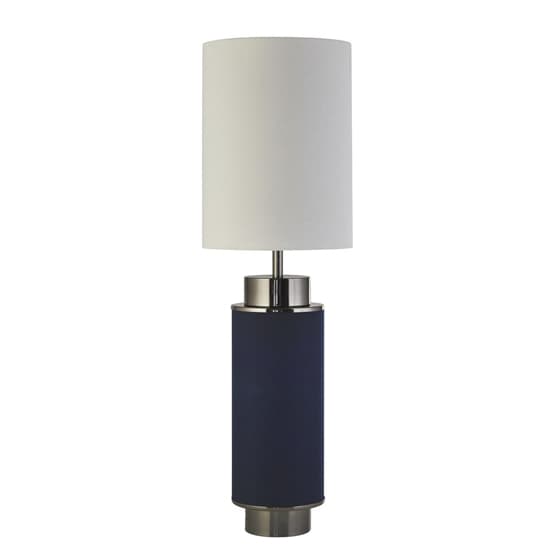 Flask White Shade Table Lamp In Navy Blue And Black Nickel_2
