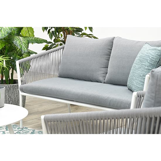 Fleao Outdoor Fabric Lounge Set With Coffee Table In Light Grey_3