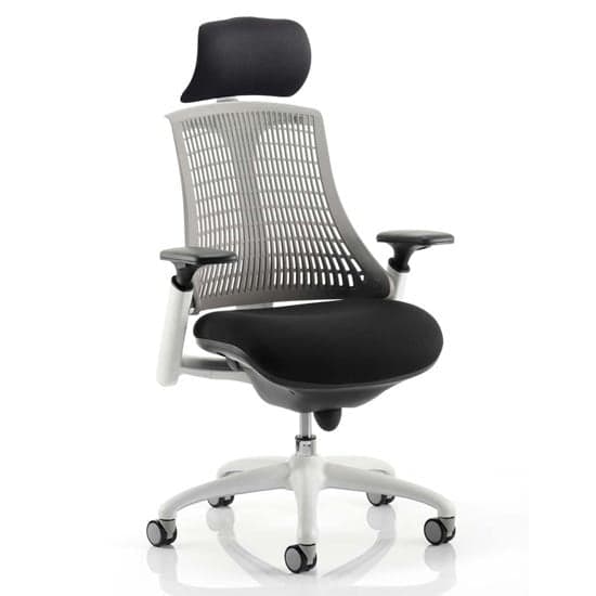 Flex Task Headrest Office Chair In White Frame With Grey Back_1