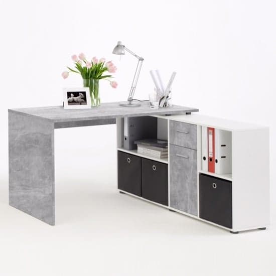 Flexi Modern Corner Computer Desk In Atelier And White_3