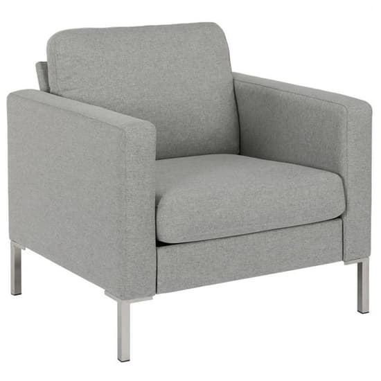 Flint Linen Fabric 1 Seater Sofa In Grey With Chrome Metal Legs_4