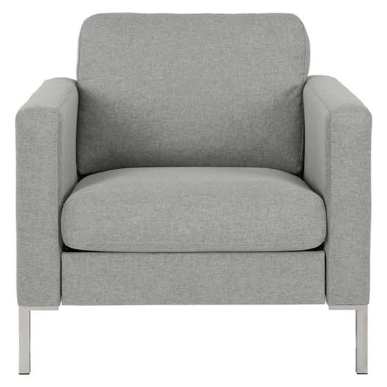 Flint Linen Fabric 1 Seater Sofa In Grey With Chrome Metal Legs_5