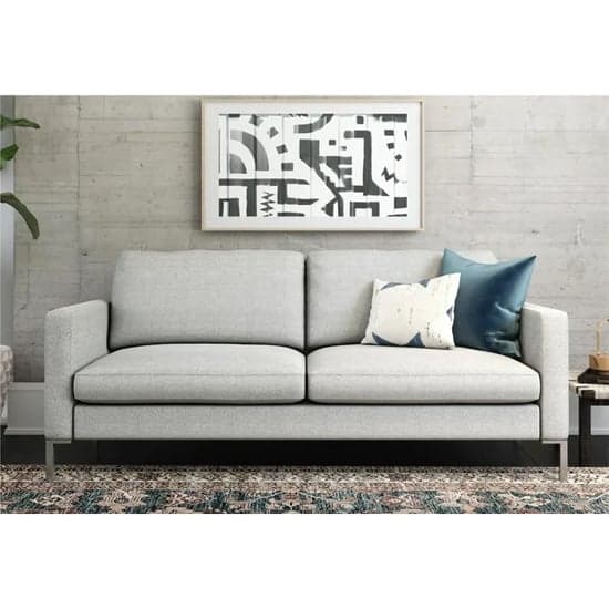 Flint Linen Fabric 2 Seater Sofa In Grey With Chrome Metal Legs_2