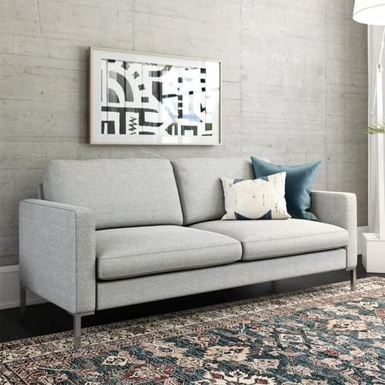 Flint Linen Fabric 2 Seater Sofa In Grey With Chrome Metal Legs_1