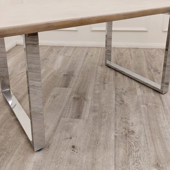 Flint Solid Light Pine Wood Dining Table With Chrome Legs_4