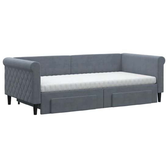 Flint Velvet Daybed With Trundle And Drawers In Dark Grey_3
