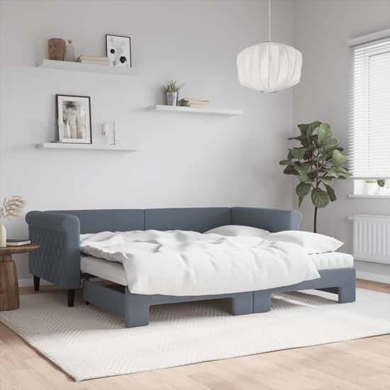 Flint Velvet Daybed With Trundle And Mattresses In Dark Grey_1