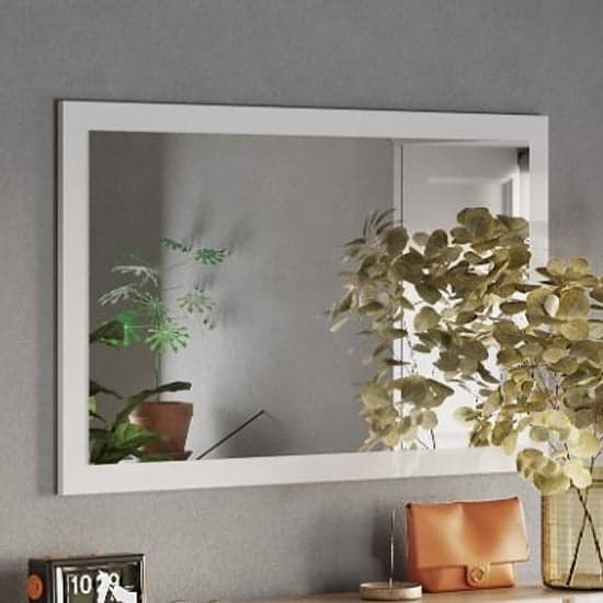 Flint Wall Mirror With White High Gloss Wooden Frame_1