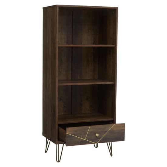 Flora Wooden Bookcase With 2 Large Shelves In Veneering Effect_3