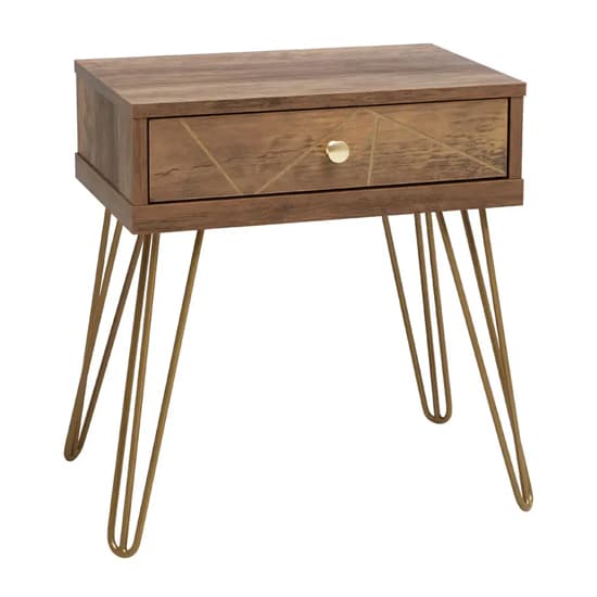 Flora Wooden Side Table With 1 Drawer In Veneering Effect_3