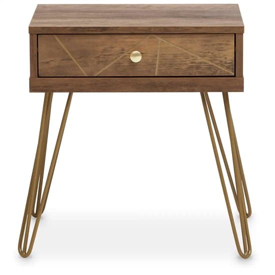 Flora Wooden Side Table With 1 Drawer In Veneering Effect_1