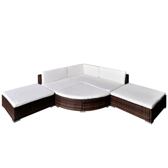 Flore Rattan 6 Piece Garden Lounge Set With Cushions In Brown_2