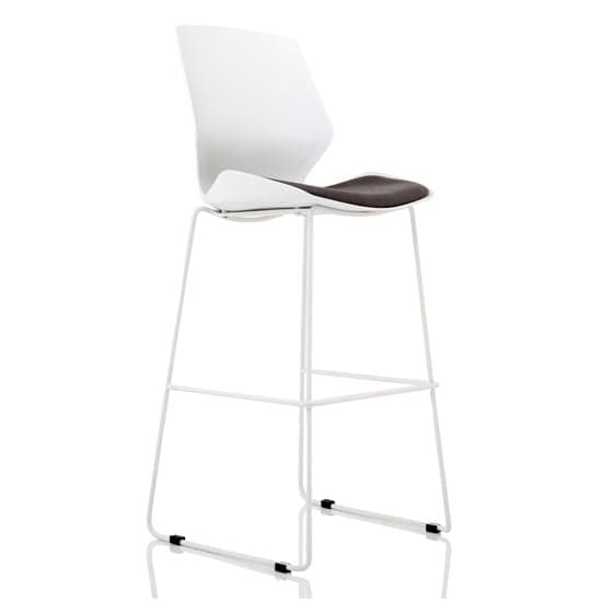 Florence Fabric High Office Stool In Grey With White Frame_1