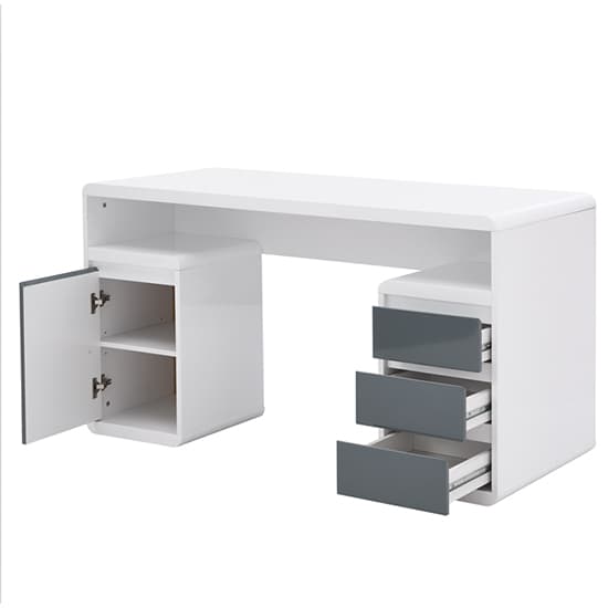 Florentine High Gloss Computer Desk In White And Grey_5