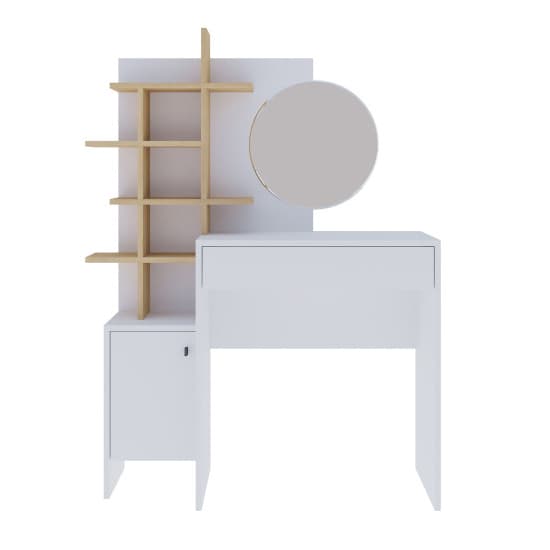 Flores Wooden Dressing Table 1 Door 1 Drawer In White And Oak_7