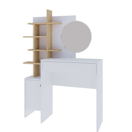 Flores Wooden Dressing Table 1 Door 1 Drawer In White And Oak_8