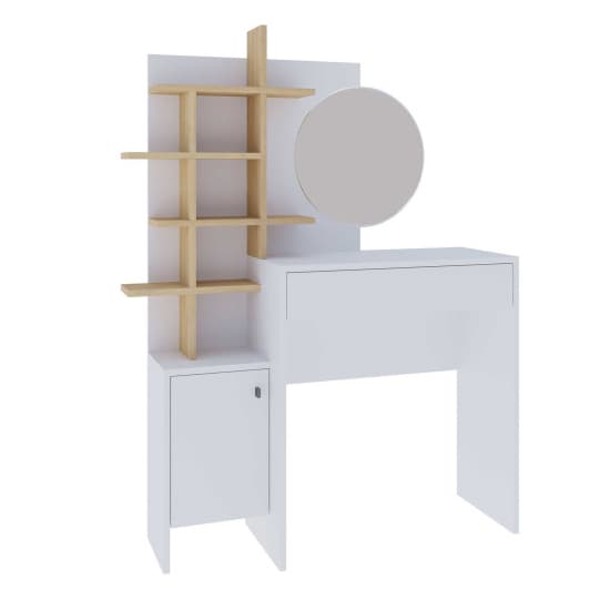Flores Wooden Dressing Table 1 Door 1 Drawer In White And Oak_9