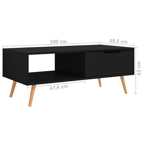 Floria Wooden Coffee Table With 1 Drawer In Black_4
