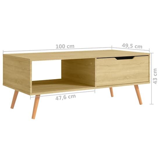 Floria Wooden Coffee Table With 1 Drawer In Sonoma Oak_5