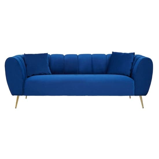 Florina Upholstered Velvet 3 Seater Sofa In Midnight Blue_2
