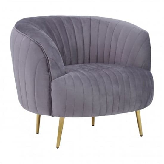 Florino Upholstered Velvet Armchair With Gold Legs In Grey_1
