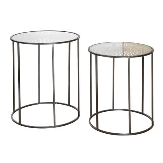 Flower Of Sun Glass Top Set Of 2 Side Tables With Metal Frame_1