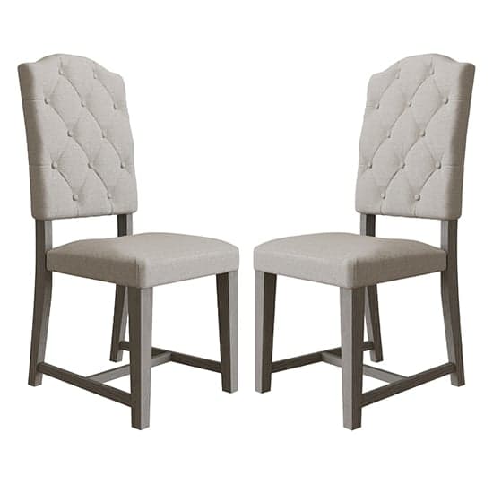 Floyd Grey Oak Wooden Buttoned Back Dining Chairs In Pair_1