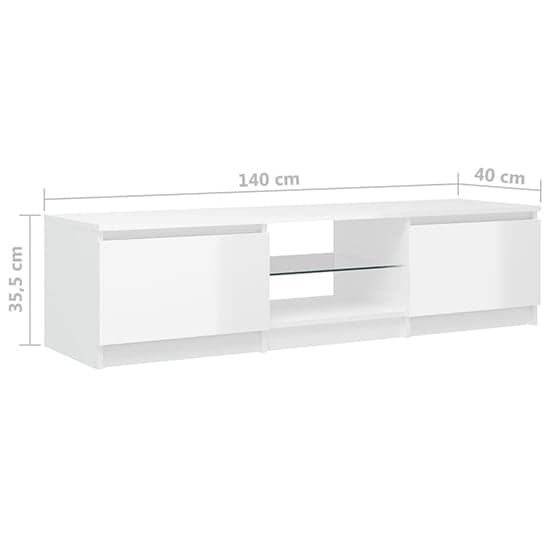 Flurin High Gloss TV Stand In White With LED Lights_8