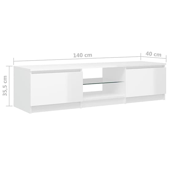 Flurin High Gloss TV Stand In White With LED Lights Furniture in Fashion
