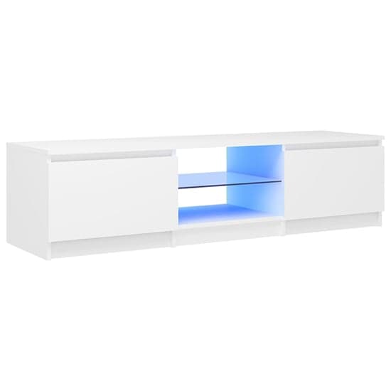 Flurin Wooden TV Stand In White With LED Lights_5
