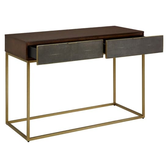 Fomalhaut Wooden Console Table With Gold Metal Frame In Brown_3