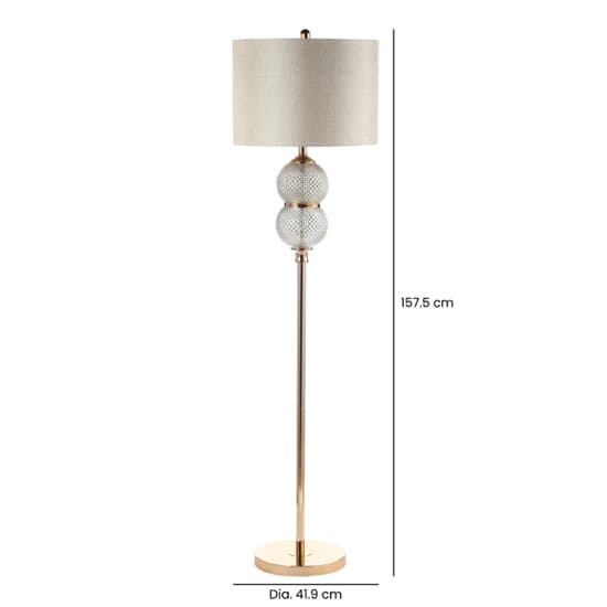 Fontana Cream Linen Shade Floor Lamp With Clear Silver Glass Base_1