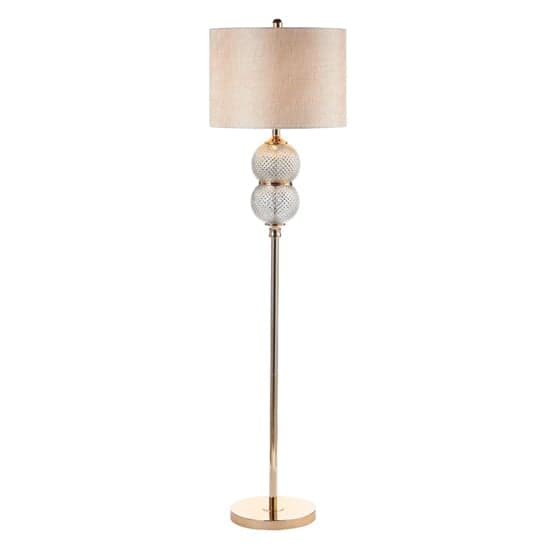Fontana Cream Linen Shade Floor Lamp With Clear Silver Glass Base_2