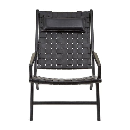 Formosa Black Leather Woven Accent Chair With Wooden Frame_2