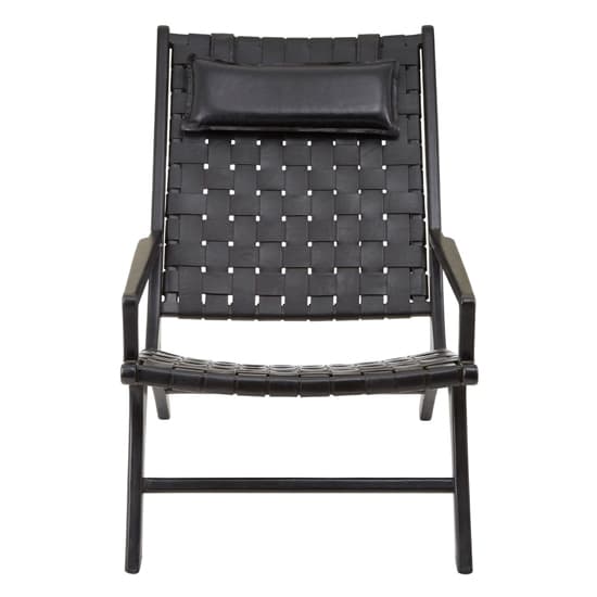 Formosa Black Leather Woven Accent Chair With Wooden Frame_6