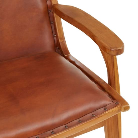 Formosa Brown Leather Bedroom Chair With Wooden Frame_6