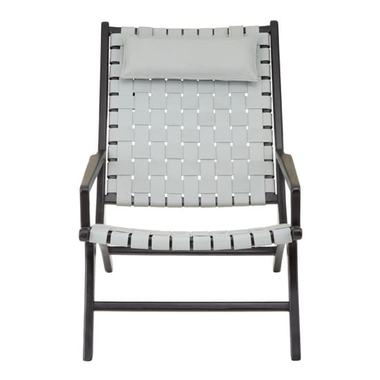 Formosa Grey Leather Woven Accent Chair With Black Wooden Frame_2