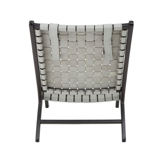 Formosa Grey Leather Woven Accent Chair With Black Wooden Frame_4