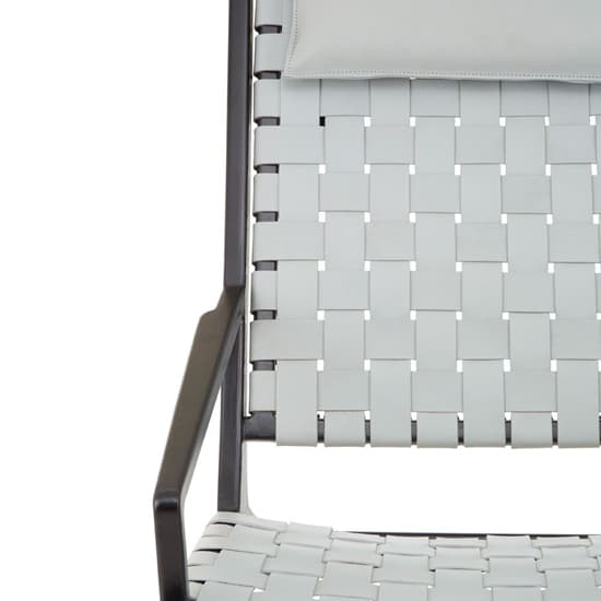 Formosa Grey Leather Woven Accent Chair With Black Wooden Frame_5
