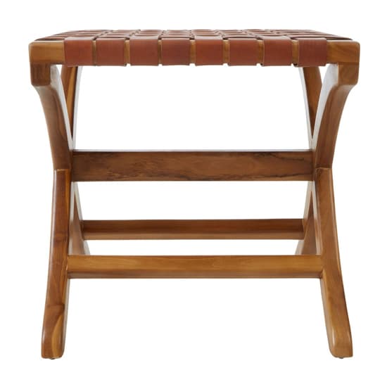 Formosa Square Wooden Stool With Leather Seat In Brown_2